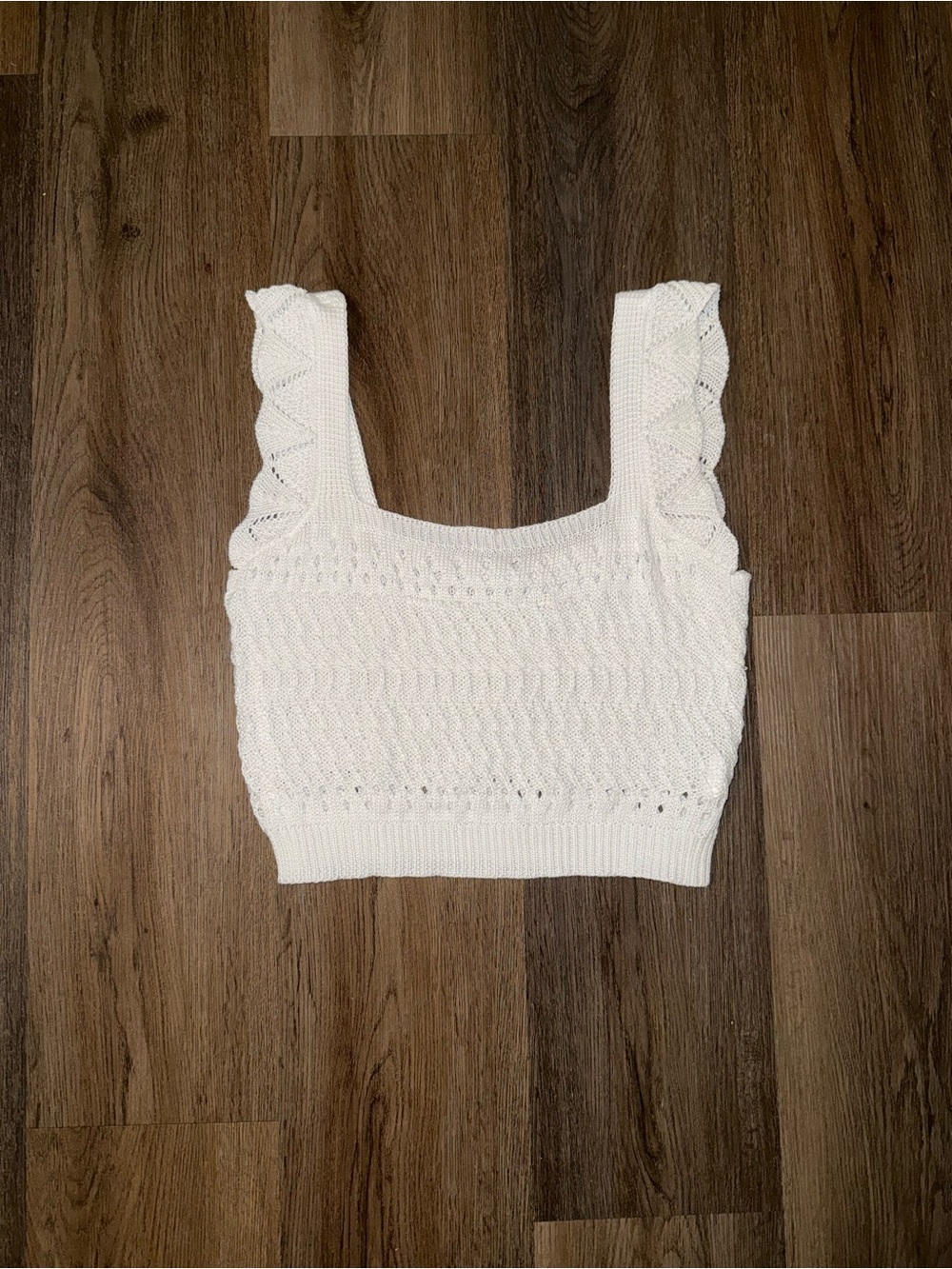Women's White Crochet Knit Tank Top